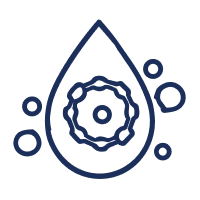 Water droplet icon with molecular design, representing purity, hydration, and preserved nutrients in breast milk for safe and healthy feeding