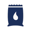 Navy blue breast milk storage pouch icon featuring a white milk drop