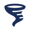 Navy blue tornado or swirling wind icon representing airflow or vacuum